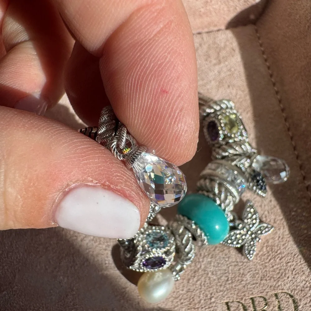 Judith Ripka Sterling Silver Charm bracelet with 13 charms and spacers - Picture 6 of 15